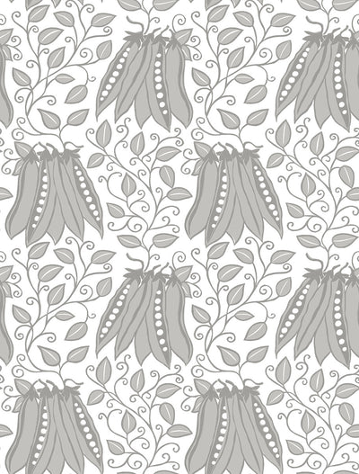 product image for Peas in a Pod Light Grey Garden Wallpaper 14