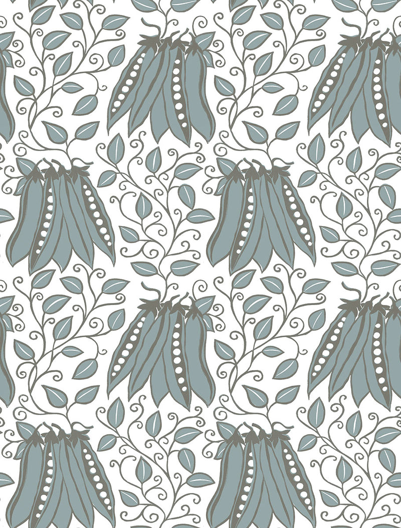 media image for Peas in a Pod Turquoise Garden Wallpaper 290