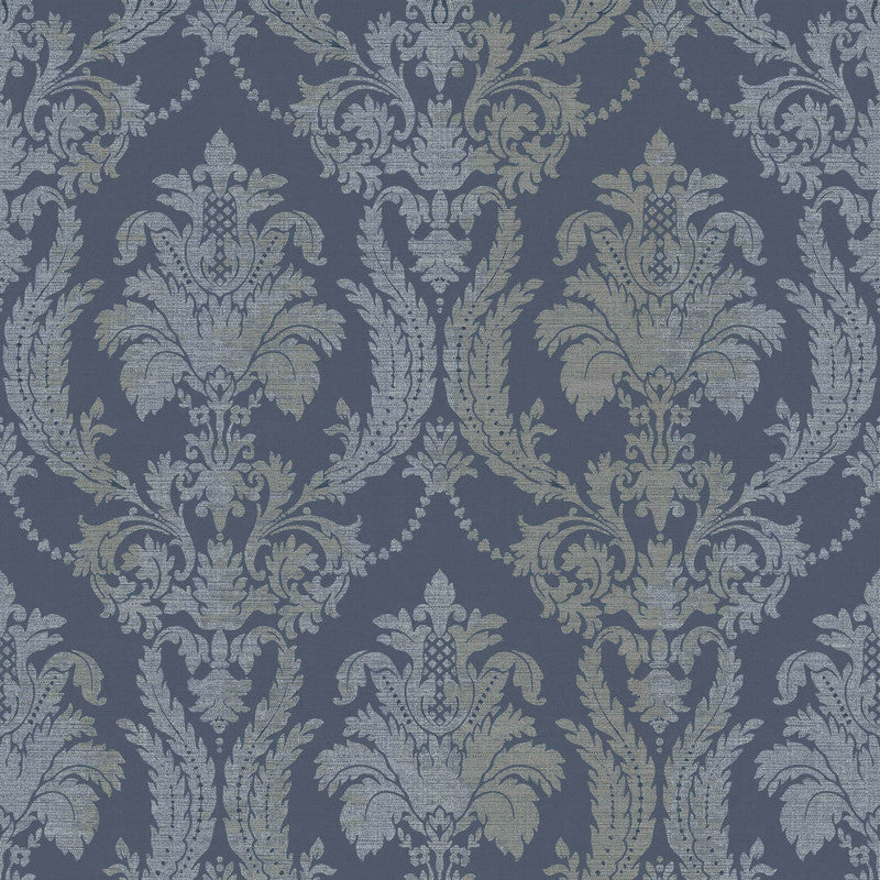 media image for Italian Style Damask Wallpaper in Blue/Blue 278