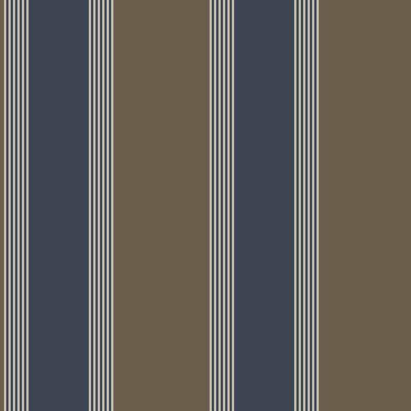 media image for Italian Style Stripe Wallpaper in Blue/Bronze Brown 295