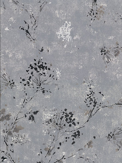 product image of Misty Charcoal Distressed Dandelion Wallpaper 549