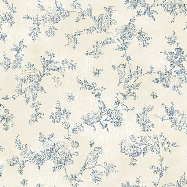 media image for French Nightingale Blue Trail Wallpaper 214