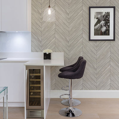 product image for Parisian Dove Chevron Wood Wallpaper 5