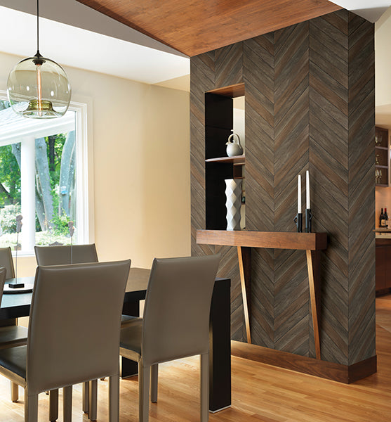 media image for Parisian Chestnut Chevron Wood Wallpaper 229