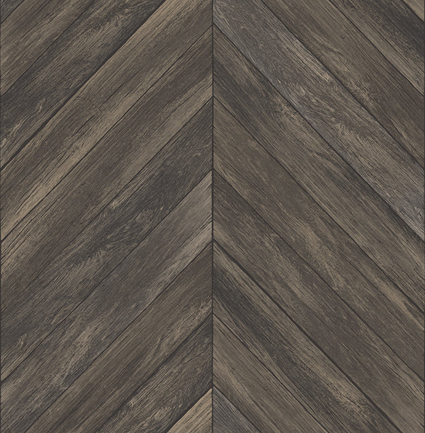 media image for Parisian Dark Brown Chevron Wood Wallpaper 259