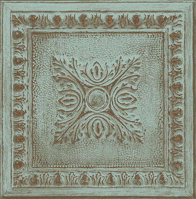 product image for Hazley Turquoise Ornamental Tin Tile Wallpaper 55