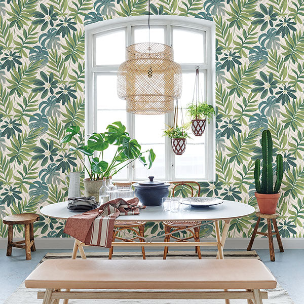 media image for Nocturnum Green Leaves Wallpaper 285