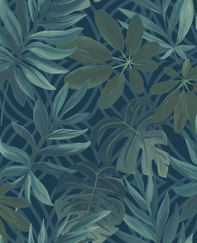 product image of Nocturnum Dark Blue Leaves Wallpaper 550