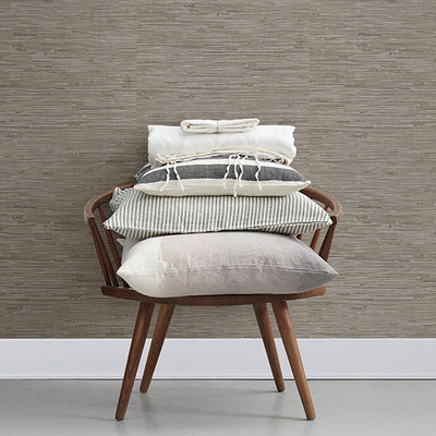 product image for Fiber Taupe Faux Grasscloth Wallpaper 4