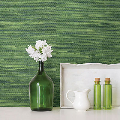 product image for Fiber Green Faux Grasscloth Wallpaper 28