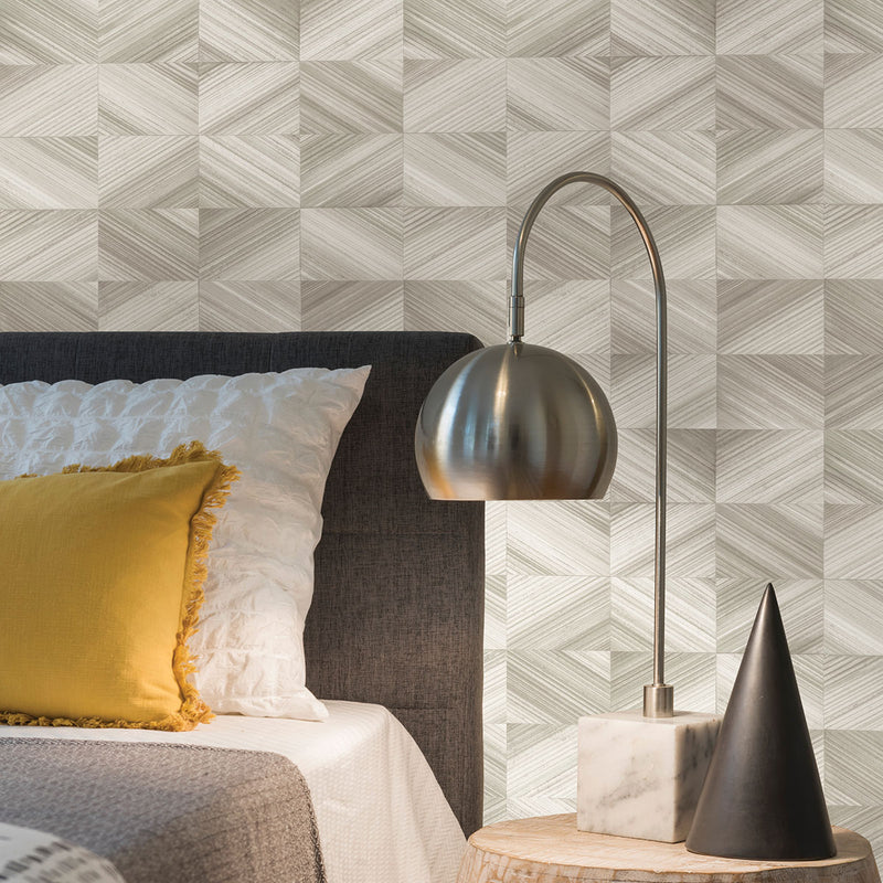 media image for Stratum Taupe Geometric Faux Wood Wallpaper 280