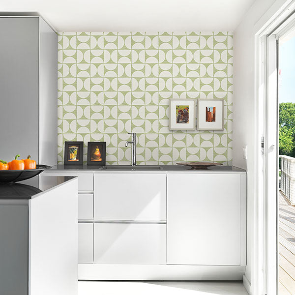 media image for Deedee Green Geometric Faux Grasscloth Wallpaper 25