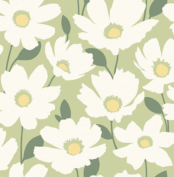 media image for Astera Green Floral Wallpaper 267