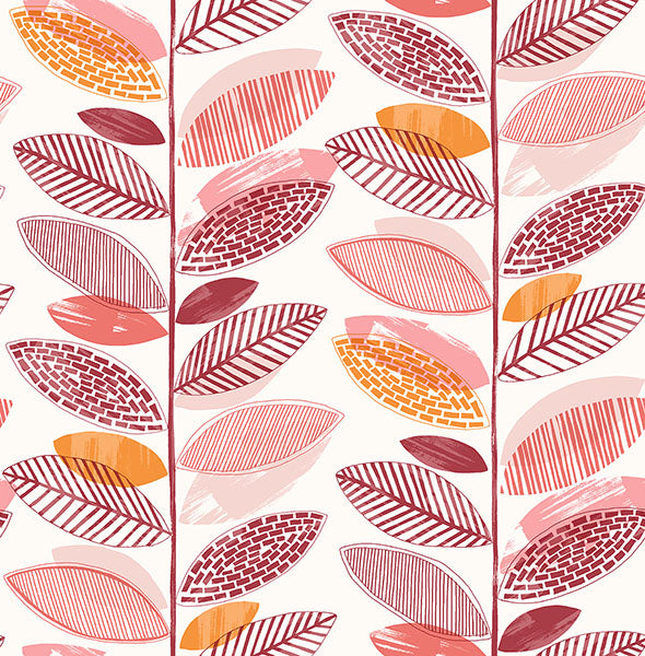 media image for Nyssa Coral Leaves Wallpaper 280