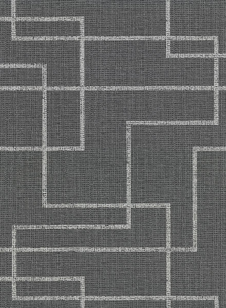 media image for Clarendon Charcoal Geometric Faux Grasscloth Wallpaper from the Main Street Collection by Brewster 29