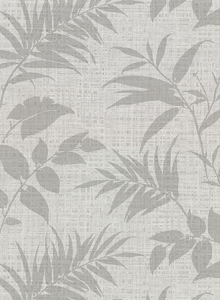 media image for Chandler Light Grey Botanical Faux Grasscloth Wallpaper from the Main Street Collection by Brewster 220