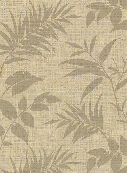 media image for Chandler Khaki Botanical Faux Grasscloth Wallpaper from the Main Street Collection by Brewster 217