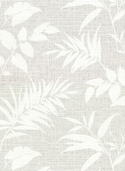 media image for Chandler Grey Botanical Faux Grasscloth Wallpaper from the Main Street Collection by Brewster 299