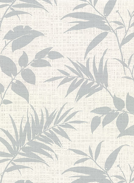 media image for Chandler Off-White Botanical Faux Grasscloth Wallpaper from the Main Street Collection by Brewster 292