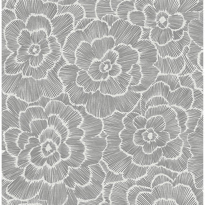 product image for Periwinkle Textured Floral Wallpaper in Grey from the Pacifica Collection 6