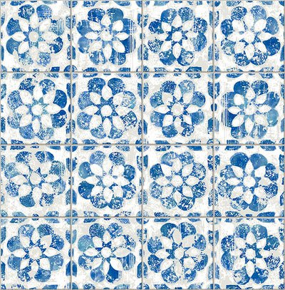 product image for Izeda Blue Floral Tile Wallpaper 61