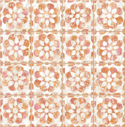 product image for Izeda Coral Floral Tile Wallpaper 0