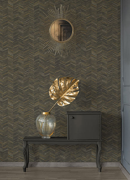 media image for Tatlin Brown Chevron Wallpaper 274