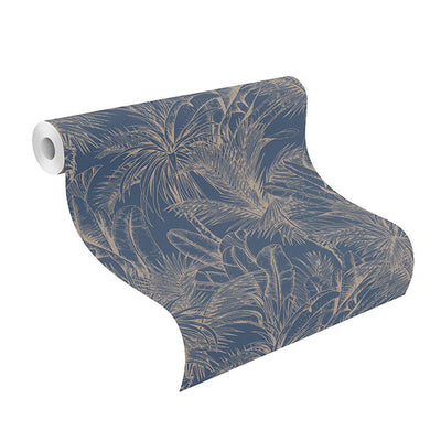 product image for Serra Dark Blue Palm Wallpaper 62