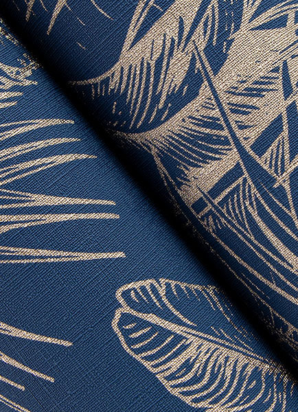 media image for Serra Dark Blue Palm Wallpaper 221