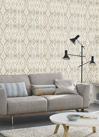 product image for Villon Light Grey Ikat Wallpaper 21