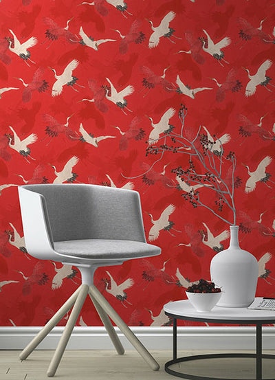 product image for Kusama Red Crane Wallpaper 64