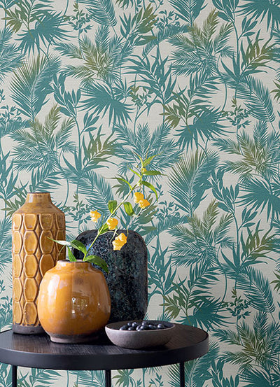 product image for Saura Teal Frond Wallpaper 48