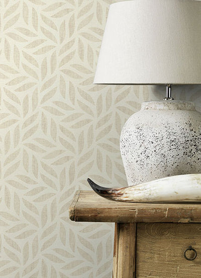 product image for Sagano Taupe Leaf Wallpaper 34