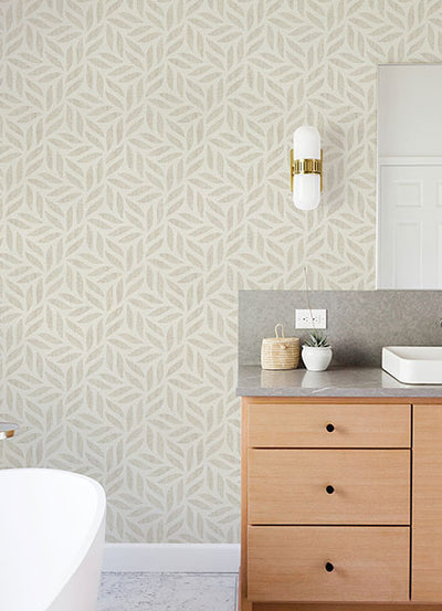 product image for Sagano Taupe Leaf Wallpaper 54