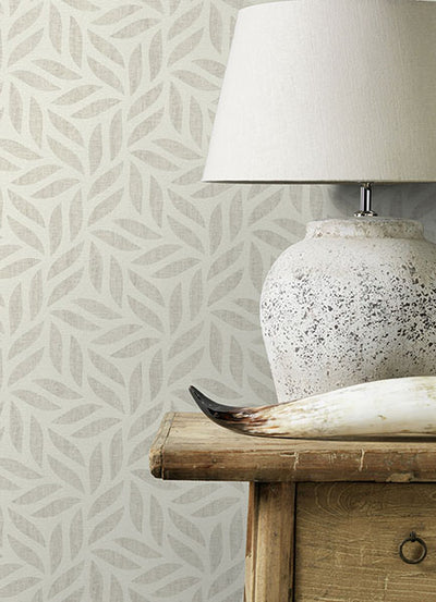 product image for Sagano Light Grey Leaf Wallpaper 66