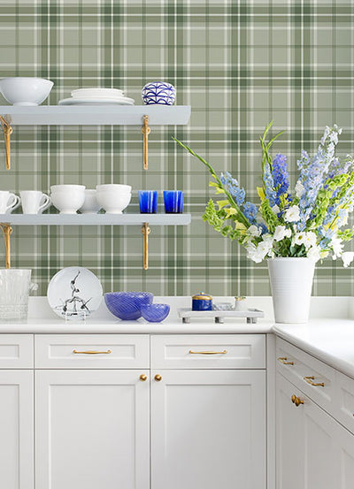 product image for Sala Green Plaid Wallpaper 9