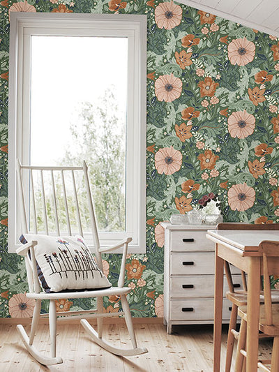 product image for Victoria Green Floral Nouveau Wallpaper 48