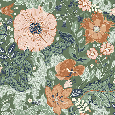 product image of Victoria Green Floral Nouveau Wallpaper 53