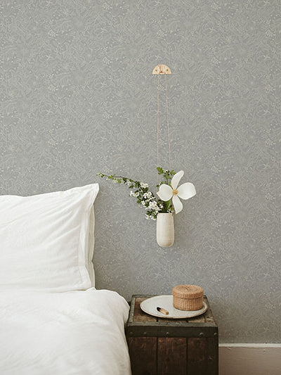 product image for Wilma Grey Floral Block Print Wallpaper 59