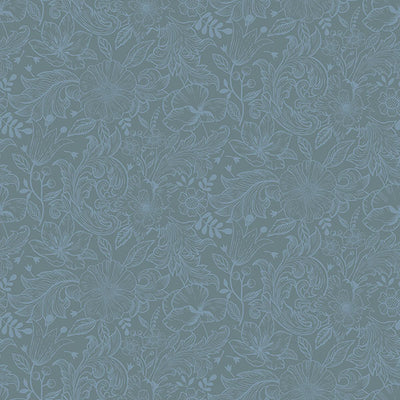 product image for Wilma Blue Floral Block Print Wallpaper 6