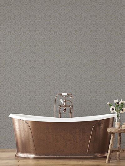 product image for Rosali Grey Scroll Damask Wallpaper 77