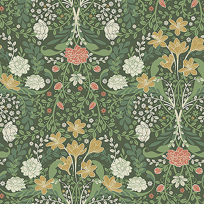 product image of Froso Green Garden Damask Wallpaper 527