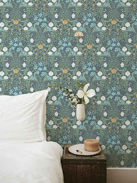 media image for Froso Turquoise Garden Damask Wallpaper 268