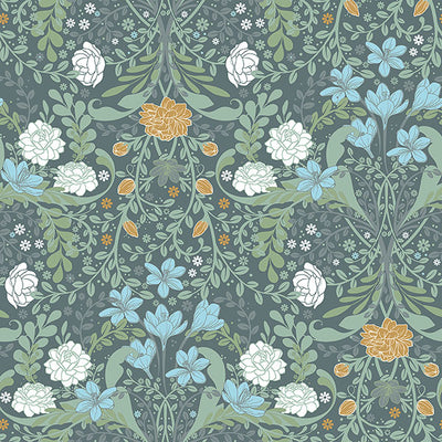 product image of Froso Turquoise Garden Damask Wallpaper 565