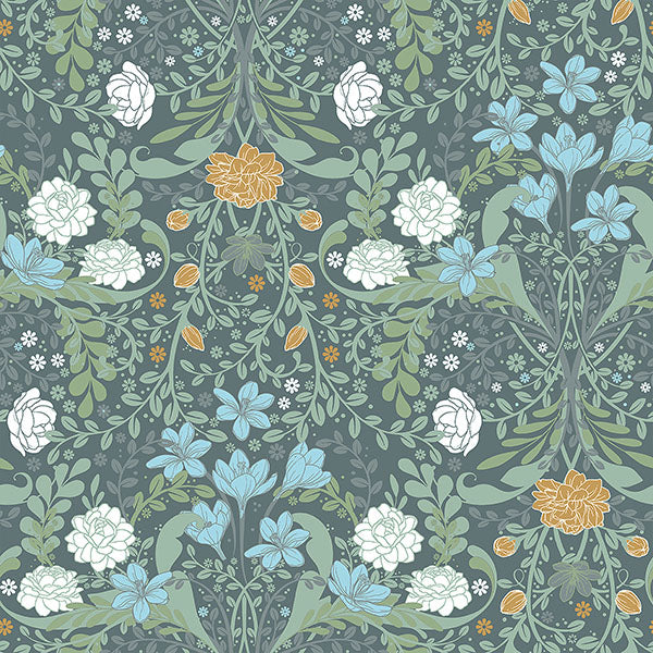 media image for Froso Turquoise Garden Damask Wallpaper 213