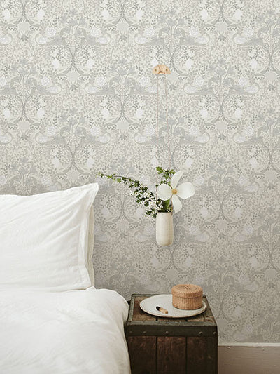 product image for Froso Light Grey Garden Damask Wallpaper 52