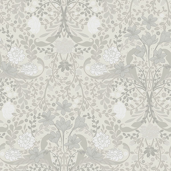 media image for Froso Light Grey Garden Damask Wallpaper 239