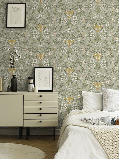 product image for Ostanskar Green Retro Floral Wallpaper 36