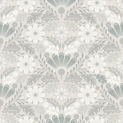 product image of Klockrike Light Grey Botanical Damask Wallpaper 528