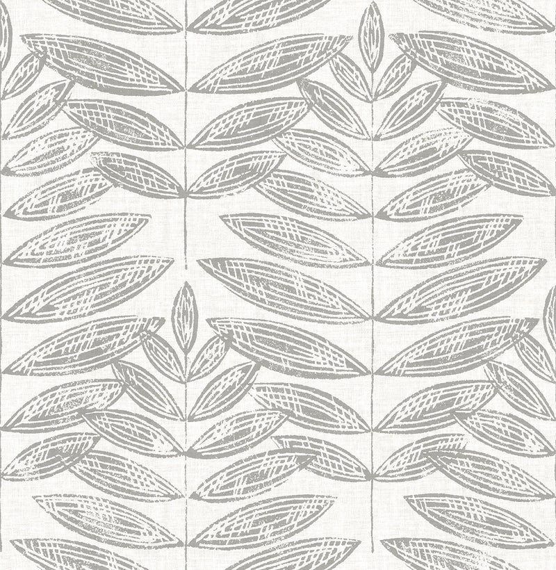 media image for Akira Grey Leaf Wallpaper 212